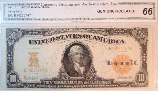1907 $10 Gold Certificate