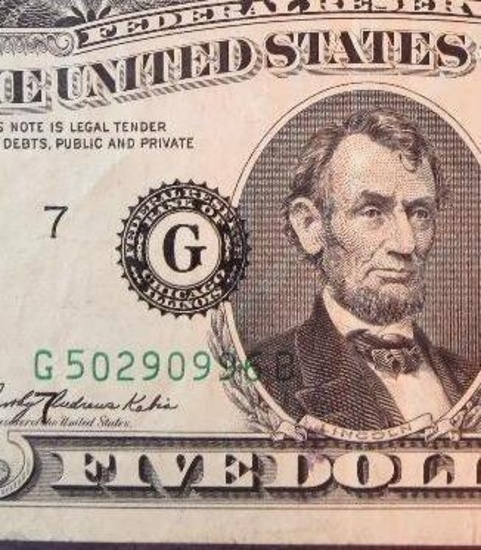 1969 A $5 Federal Reserve Note