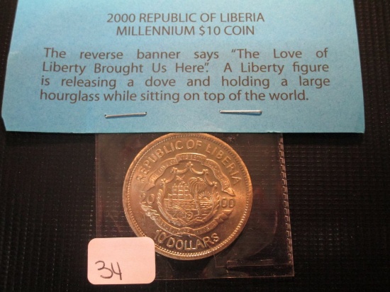 $10 Republic of Liberia Millennium Coin