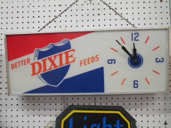 Dixie Feeds Lighted Clock