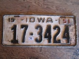 Iowa License Plate 1951