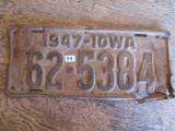 Iowa License Plate 1947