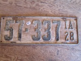 Iowa License Plate 1928