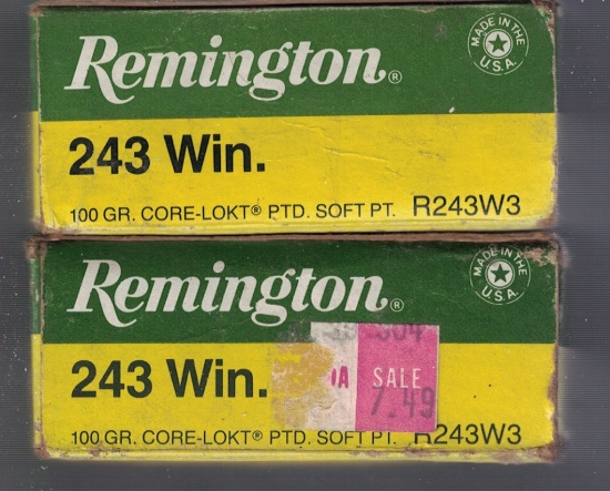 2 Boxes 243 Win 100 Grain Ammo