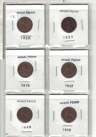 Set of 6 Wheat Pennies