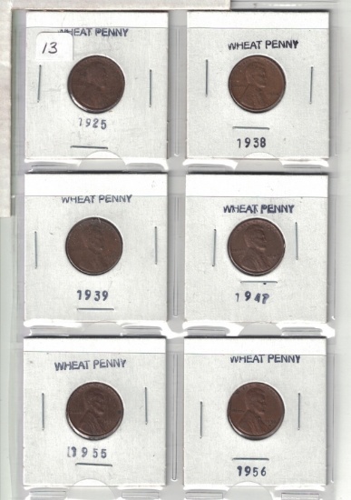 Set of 6 Wheat Pennies