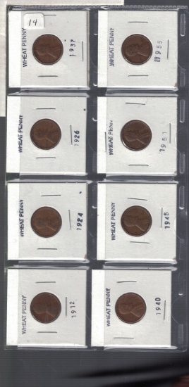 Set of 8 Wheat Pennies