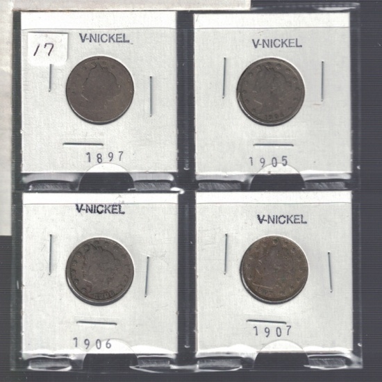Set of 4 V Nickels