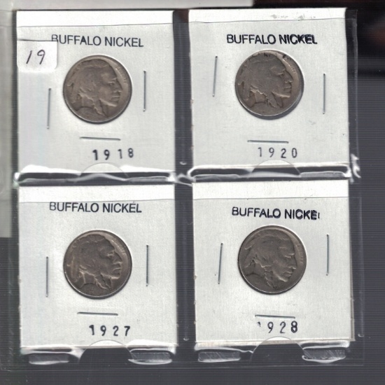 Set of 4 Buffalo Nickels