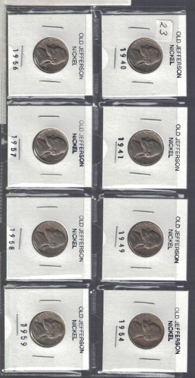 Set of 8 Jefferson Nickels
