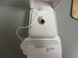 Pear Cut  Garnet & Diamond Necklace in Sterling