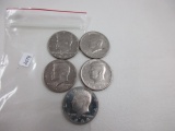 5 Kennedy half dollars-various years