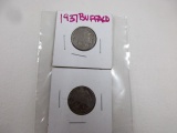 2 1937 Buffalo Nickels