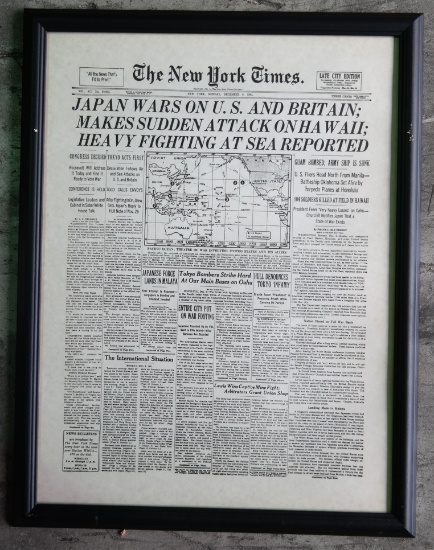New York Times Japan Bombs Pearl Harbor Front Page