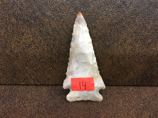 Possible Osceola Arrowhead, Numerous Sharpenings creating Bevel Length- 3 1/8" x Width- 1 1/2"