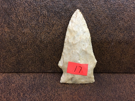 Side Notch Arrowhead, Ground Base & Stem. Length- 2 7/8" x Width- 1 1/2"Â 