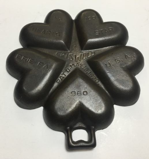 Griswold Hearts & Star Muffin Pan, No.100