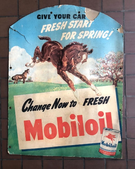 Wall Sign - Cardboard  Mobil Oil