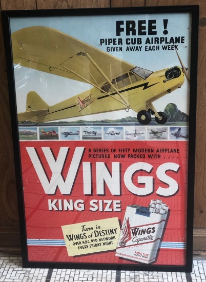 1940 Wings King Size Cigarettes Win With Piper Club Airplane
