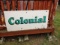 1930s Colonial Gasoline 2 Sided Porcelain Sign