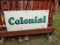 1940s Colonial Gasoline 2 Sided Porcelain Sign