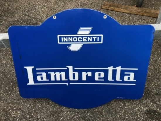 Late 1950's Lambretta 2 Sided Porcelain Sign