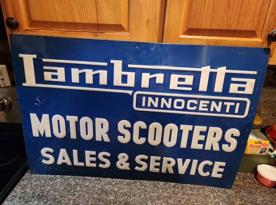1950s Lambretta Scooter Sales & Service Tin Sign