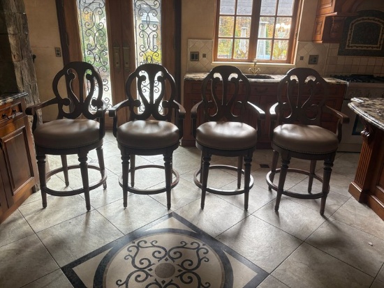 Four Leather Island Chairs