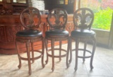 Three Leather Bar Stools