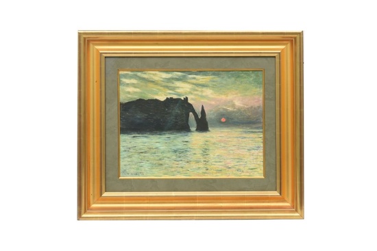 A-27 A Framed Limited Edition Reproduction Print after Claude Monet  “......The Cliff, Etretat, Suns