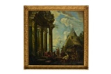 Italian School, in the style of Giovanni Ghisolfi (1623-1683)   Capriccio with a Biblical Scene
