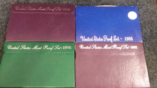 1993, 1998, 1991, 1968 Proof Sets