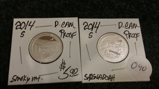 Two 2014-S Proof Deep Cameo Quarters