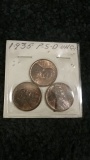 Nice 1935 P/D/S Uncirculated wheat cents