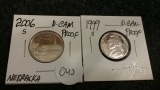 1999-S and 2006-S Proof Deep Cameo Nickels
