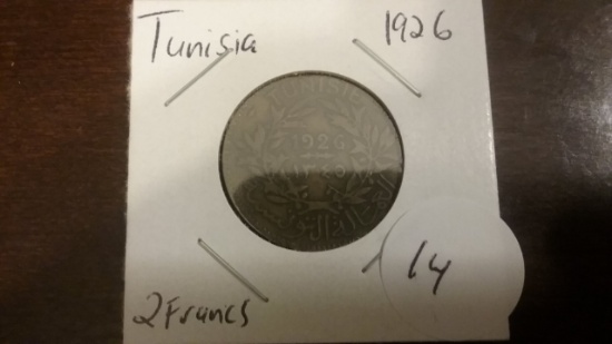 Tunisia 1926 2 Francs  Fine (?)