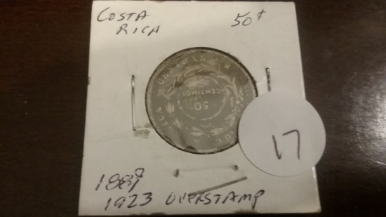 Costa Rica 1889 50 Centavos  with counterstamp