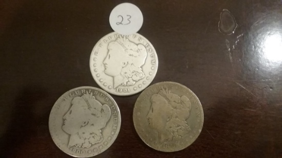 And another trio of well-circulated Morgan Dollars