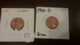 1941-D BU wheat cent and a 1955 BU Wheat cent