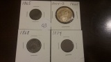 1865 and 1874 Indian cents, 2004-S Proof Deep Cameo SAC Dollar and 1868