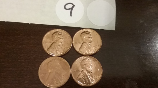 1944-S and three 1957 BU RED Wheat cents