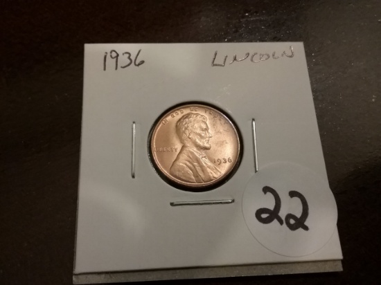 1936 Brilliant Uncirculated Wheat cent RED!