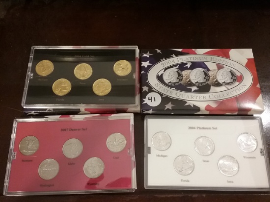 2007-D and 2004-D, Gold Plated & Platinum Plated Quarter set with Variety