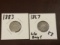 1867 without Rays and 1883 Shield Nickels