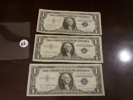 Three $1 Silver Certificates