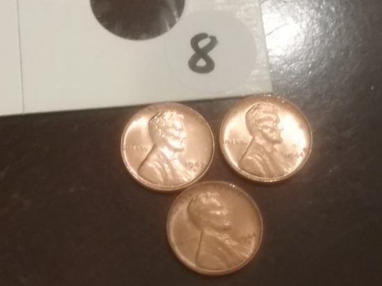 1947-D, 1944, and 1944-S Brilliant Uncirculated wheaties GEM RED