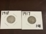 1917 and 1918 Buffalo Nickels
