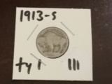 1913-S Type 1 Buffalo Nickel Key Date