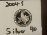 2004-S Silver Proof Deep Cameo State Quarter Texas