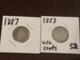 1887 and 1883 without Cents 
